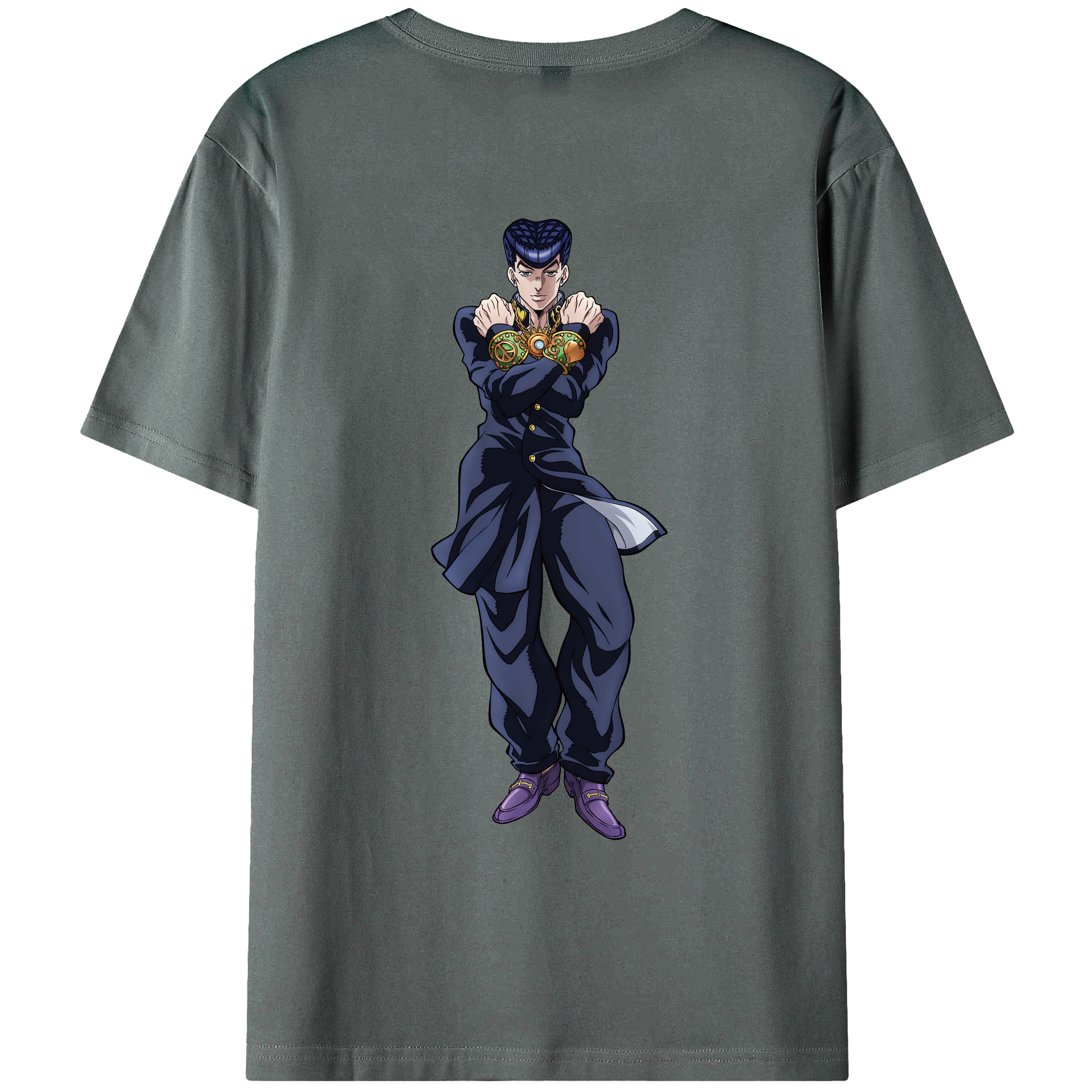 （画像用） ジョジョの奇妙な冒険 ひがしかた じょうすけ JoJo's Bizarre Adventure Higashikata Josuke 綿100％ メンズ半袖Tシャツ（バックプリント） 通気性